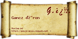 Gancz Áron névjegykártya